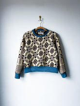 Load image into Gallery viewer, One-of-a-Kind: Antique Woven Coverlet Quilt Pullover (L)
