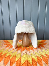 Load image into Gallery viewer, One-of-a-Kind: Pastel Kantha Aviator Quilt Hat (Adult L)
