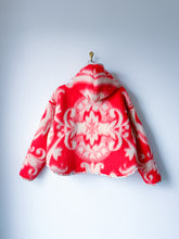 Load image into Gallery viewer, One-of-a-Kind: Coral Floral Ukrainian Blanket Hooded Flora Jacket (S)

