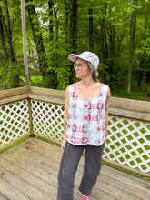 Load image into Gallery viewer, One-of-a-Kind: Vintage Strawberry Picnic Tablecloth Pearl Snap Tank (L)
