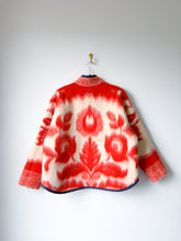 Load image into Gallery viewer, One-of-a-Kind: Coral Orange Floral Ukrainian Blanket Flora Jacket (L)
