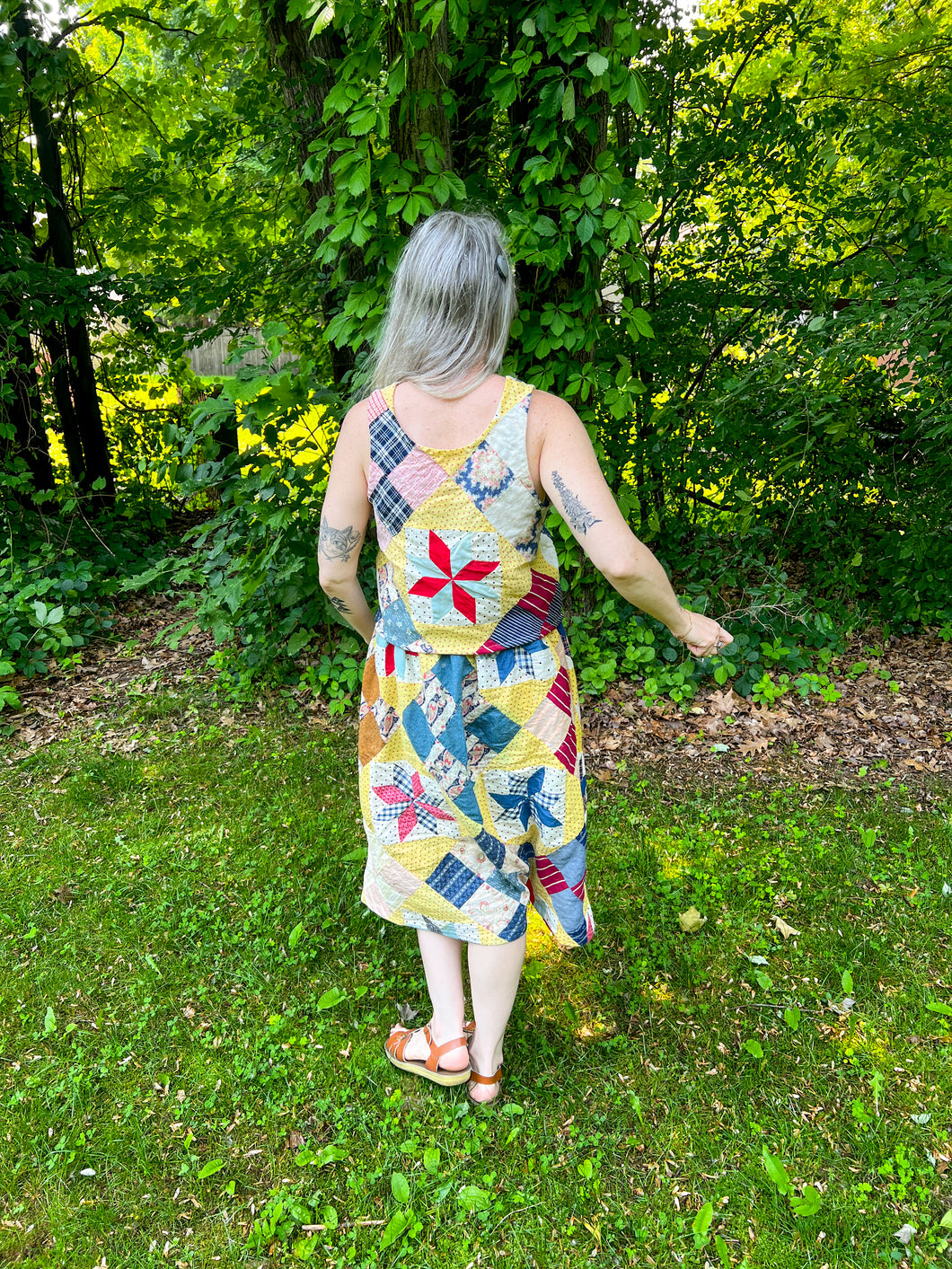 One-of-a-Kind: Eight Point Star and a Nine Patch Quilt Top Turnaround Tank (S)