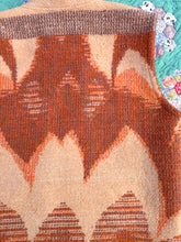 Load image into Gallery viewer, One-of-a-Kind: Creamsicle and Brown Floral Ukrainian Blanket Vest (S)
