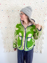 Load image into Gallery viewer, One-of-a-Kind: Spring Green Floral Ukrainian Blanket Hooded Flora Jacket (M)
