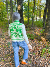 Load image into Gallery viewer, One-of-a-Kind: Green Leaf Wool Blanket Vest (XS-M)
