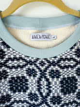 Load image into Gallery viewer, One-of-a-Kind: Navy and Cream Coverlet French Terry Pullover (XL)
