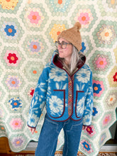 Load image into Gallery viewer, One-of-a-Kind: Blue Floral Ukrainian Blanket Hooded Flora Jacket (S)
