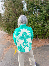 Load image into Gallery viewer, One-of-a-Kind: Green Floral Ukrainian Blanket Flora Jacket (M)
