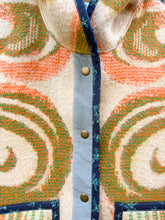 Load image into Gallery viewer, One-of-a-Kind: Orange and Green Floral Ukrainian Blanket Hooded Flora Jacket (L)
