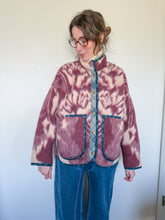 Load image into Gallery viewer, One-of-a-Kind: Burgundy and Cream Floral Ukrainian Blanket Flora Jacket (L)
