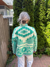 Load image into Gallery viewer, One-of-a-Kind: Green Geometric Ukrainian Blanket Flora Jacket (S)

