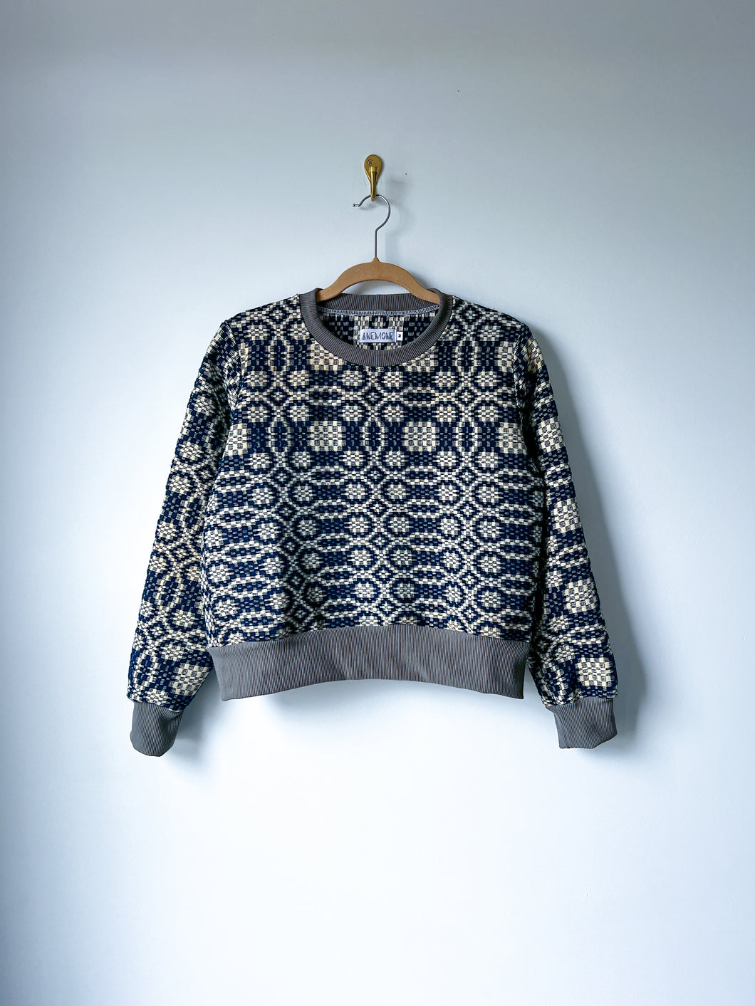 One-of-a-Kind: Navy Coverlet Pullover (M)