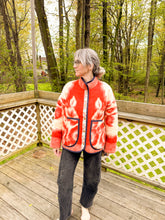 Load image into Gallery viewer, One-of-a-Kind: Coral Orange Floral Ukrainian Blanket Flora Jacket (L)
