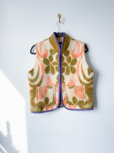 Load image into Gallery viewer, One-of-a-Kind: Green and Orange Floral Ukrainian Blanket Vest (XS-M)
