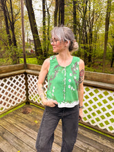 Load image into Gallery viewer, One-of-a-Kind: Vintage Floral Tablecloth Pearl Snap Tank (M)
