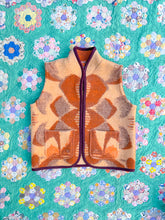 Load image into Gallery viewer, One-of-a-Kind: Creamsicle and Brown Floral Ukrainian Blanket Vest (S)
