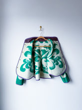 Load image into Gallery viewer, One-of-a-Kind: Green Floral Ukrainian Blanket Flora Jacket (S)
