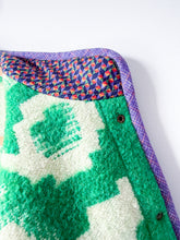 Load image into Gallery viewer, One-of-a-Kind: Green Geometric Floral Ukrainian Blanket Flora Jacket (S)
