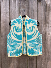 Load image into Gallery viewer, One-of-a-Kind: Bright Blue Floral Vintage Blanket Vest (S)
