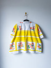 Load image into Gallery viewer, One-of-a-Kind: Yellow/pink/mauve Floral Vintage Tablecloth Shaftsbury Shirt (L)
