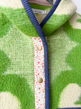 Load image into Gallery viewer, One-of-a-Kind: Spring Green Floral Ukrainian Blanket Hooded Flora Jacket (M)
