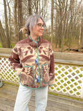 Load image into Gallery viewer, One-of-a-Kind: Chocolate Floral Ukrainian Blanket Flora Jacket (S)
