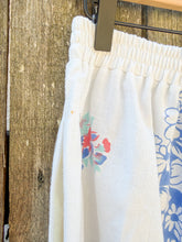 Load image into Gallery viewer, One-of-a-Kind: Vintage Pink and Blue Floral Tablecloth Easy Pant (M)
