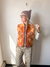 Load image into Gallery viewer, One-of-a-Kind: Creamsicle and Brown Floral Ukrainian Blanket Vest (S)
