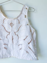 Load image into Gallery viewer, One-of-a-Kind: Cutwork Embroidered Coverlet Turnaround Tank (S)
