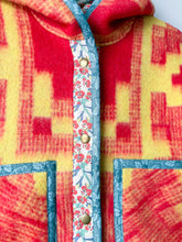 Load image into Gallery viewer, One-of-a-Kind: Geometric Ukrainian Blanket Hooded Flora Jacket (M)
