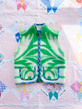 Load image into Gallery viewer, One-of-a-Kind: Green Leaf Wool Blanket Vest (XS-M)
