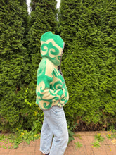 Load image into Gallery viewer, One-of-a-Kind: Green Floral Ukrainian Blanket Flora Jacket (M)
