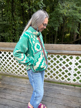 Load image into Gallery viewer, One-of-a-Kind: Geometric Green Ukrainian Wool Blanket Flora Jacket (L)
