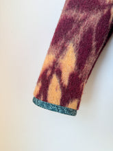 Load image into Gallery viewer, One-of-a-Kind: Plum and Tan Floral Ukrainian Blanket Hooded Flora Jacket (S)
