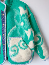 Load image into Gallery viewer, One-of-a-Kind: Green Floral Ukrainian Blanket Flora Jacket (M)
