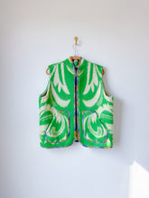 Load image into Gallery viewer, One-of-a-Kind: Green Leaf Wool Blanket Vest (L-XL)
