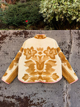 Load image into Gallery viewer, One-of-a-Kind: Ochre Geometric Ukrainian Blanket Flora Jacket (M)
