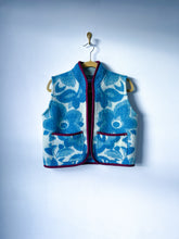 Load image into Gallery viewer, One-of-a-Kind: Ukrainian Blue Floral Wool Blanket Cropped Vest (XS-S)
