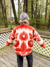 Load image into Gallery viewer, One-of-a-Kind: Coral Orange Floral Ukrainian Blanket Flora Jacket (L)
