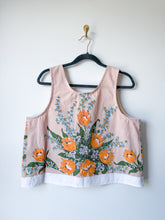 Load image into Gallery viewer, One-of-a-Kind: Vintage Peachy Floral Tablecloth Pearl Snap Tank (M)
