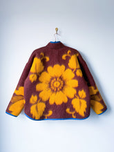 Load image into Gallery viewer, One-of-a-Kind: Brown and Canary Floral Ukrainian Blanket Flora Jacket (L)
