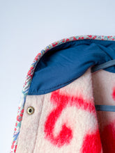 Load image into Gallery viewer, One-of-a-Kind: Coral Floral Ukrainian Blanket Hooded Flora Jacket (S)
