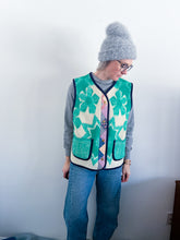 Load image into Gallery viewer, One-of-a-Kind: Floral Wool Blanket Snap Front Vest (L)
