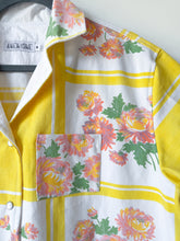 Load image into Gallery viewer, One-of-a-Kind: Yellow/pink/mauve Floral Vintage Tablecloth Shaftsbury Shirt (M)
