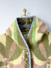 Load image into Gallery viewer, One-of-a-Kind: Butter Yellow and Floral Ukrainian Blanket Hooded Flora Jacket (S)
