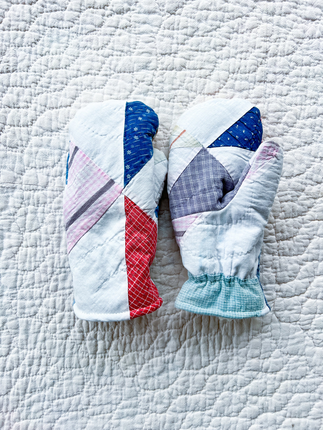 One-of-a-Kind: Half Square Triangle Quilt Mittens (M) #1