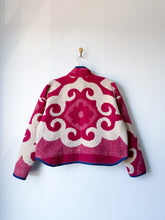 Load image into Gallery viewer, One-of-a-Kind: Fuchsia Floral Ukrainian Blanket Flora Jacket (S)
