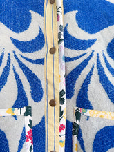 Load image into Gallery viewer, One-of-a-Kind: Blue Seashell Ukrainian Blanket Hooded Flora Jacket (L)
