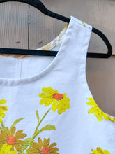 Load image into Gallery viewer, One-of-a-Kind: Vintage Yellow Daisy Tablecloth Turnaround Tank (S)

