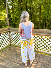 Load image into Gallery viewer, One-of-a-Kind: Vintage Yellow Daisy Tablecloth Easy Pant (S/M)
